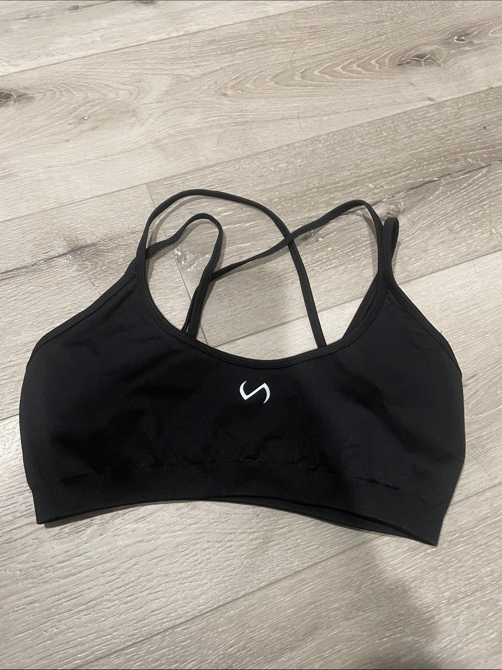 Black Strappy Low-Impact Sports Bra with Crisscross Back